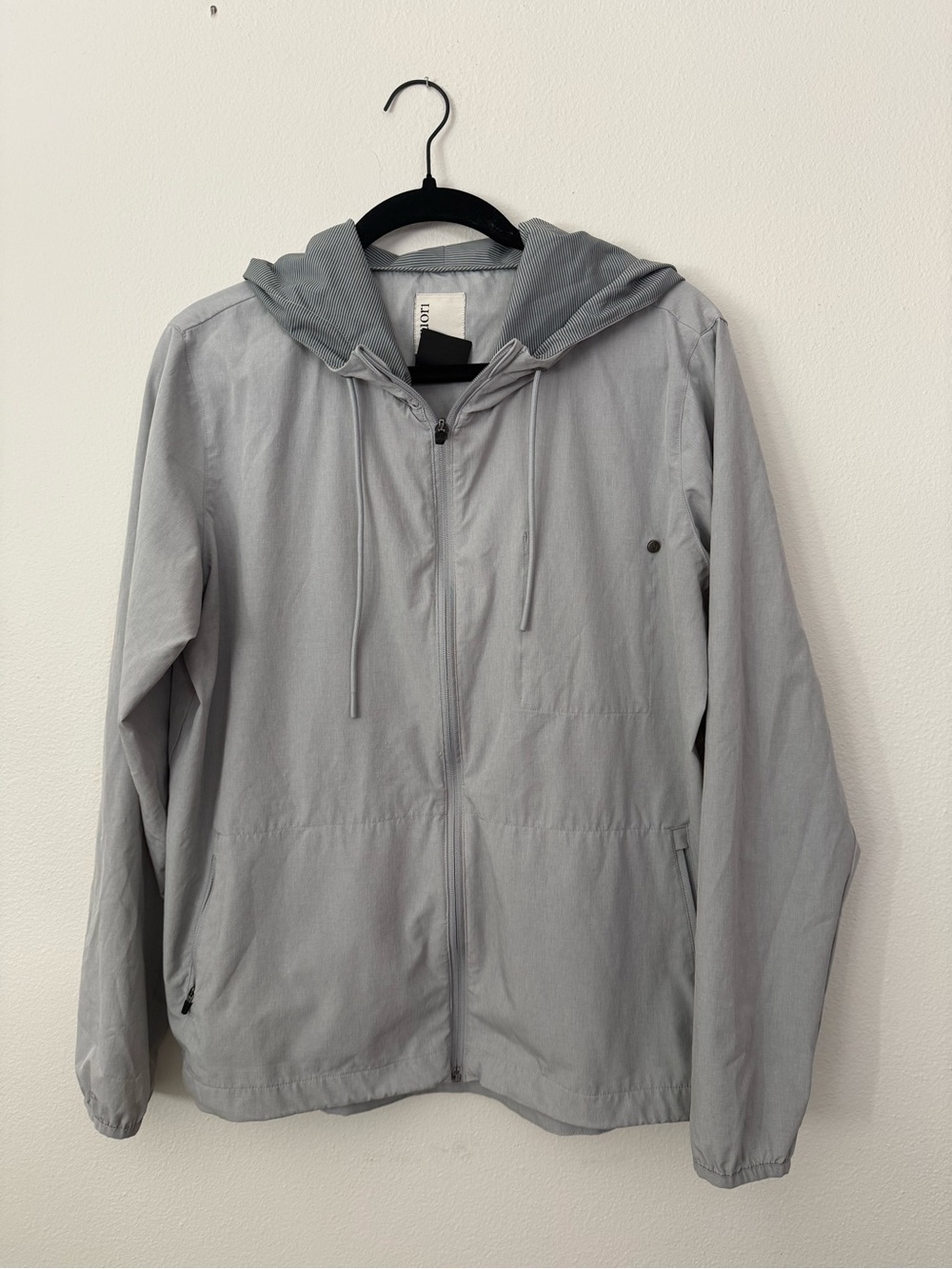 Vuori Light Gray Hooded Zip Jacket